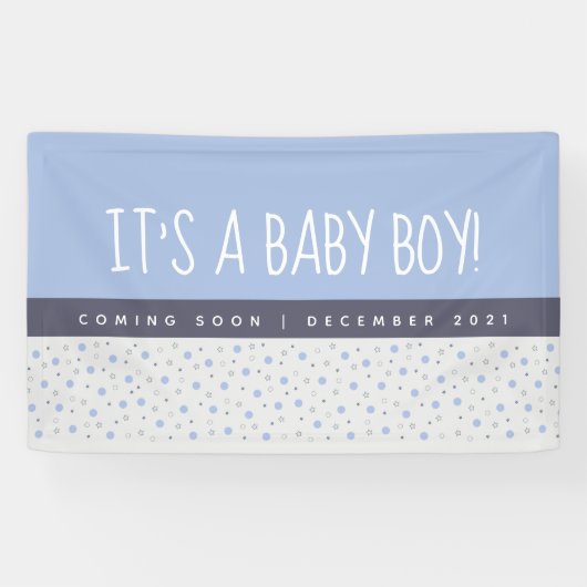 Het is een Jongen Licht Blauw Baby Geslacht  Spandoek (Horizontaal)