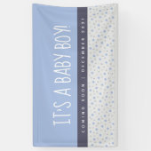 Het is een Jongen Licht Blauw Baby Geslacht  Spandoek (Verticaal)