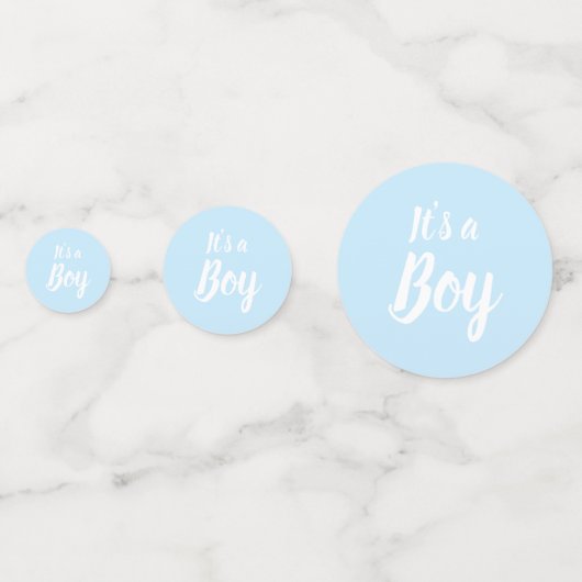 Het is een Jongen lichtblauw baby shower-gender-on Confetti (Achterkanten)