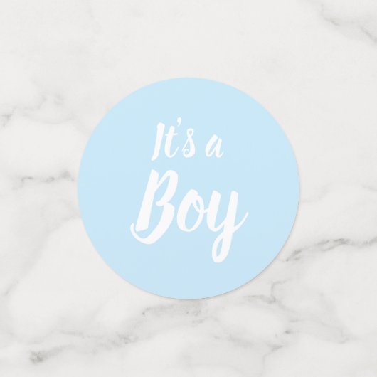 Het is een Jongen lichtblauw baby shower-gender-on Confetti (Kleine voorkant)