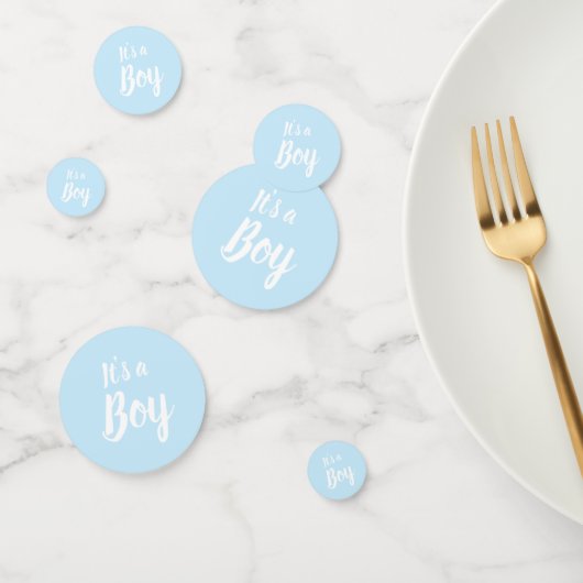 Het is een Jongen lichtblauw baby shower-gender-on Confetti (Groep)