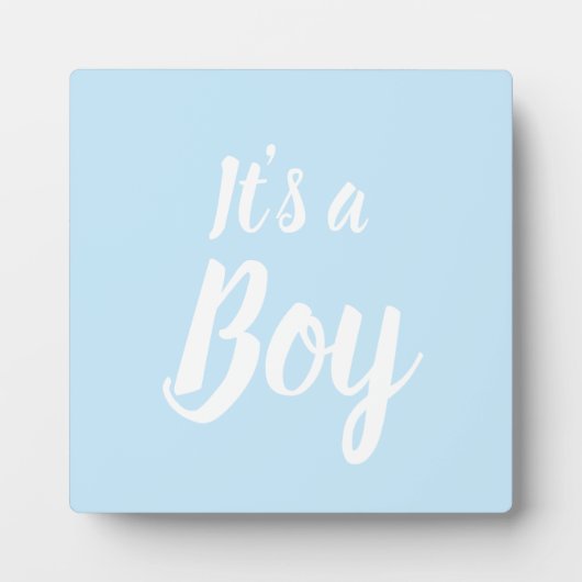 Het is een jongen, lichtblauw, baby shower, sekses fotoplaat (Voorkant)