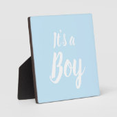 Het is een jongen, lichtblauw, baby shower, sekses fotoplaat (Voorkant)