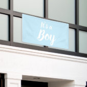 Het is een jongen, lichtblauw, baby shower, sekses spandoek (Buitenkant Gebouw)