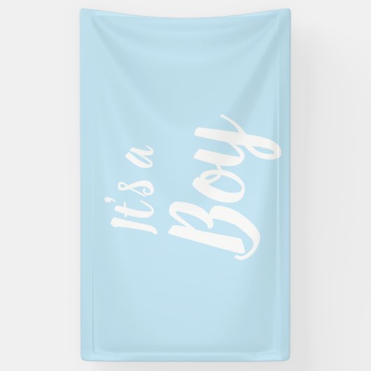 Het is een jongen, lichtblauw, baby shower, sekses spandoek (Verticaal)