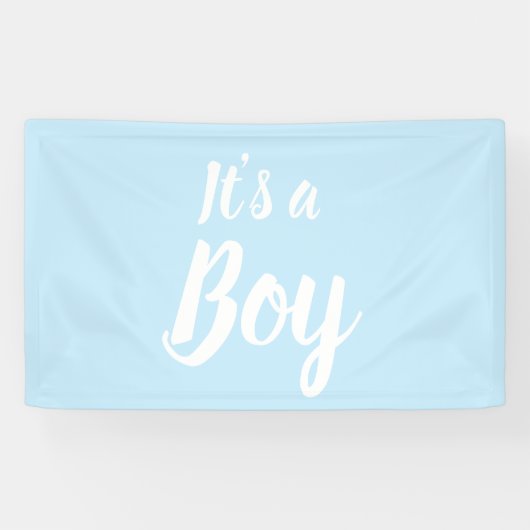 Het is een jongen, lichtblauw, baby shower, sekses spandoek (Horizontaal)