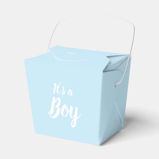 Het is een jongen, lichtblauw baby shower, seksesp bedankdoosjes (Voorkant Zijde)