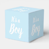 Het is een jongen, lichtblauw baby shower, seksesp bedankdoosjes (Achterkant)