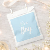 Het is een jongen, lichtblauw baby shower, seksesp bedankzakje (Geknipt)