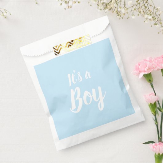 Het is een jongen, lichtblauw baby shower, seksesp bedankzakje (Gezegeld)