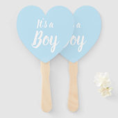 Het is een jongen, lichtblauw baby shower, seksesp handwaaier (Voorkant en achterkant)