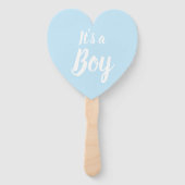 Het is een jongen, lichtblauw baby shower, seksesp handwaaier (Voorkant)