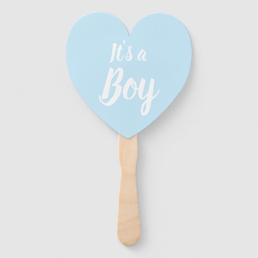 Het is een jongen, lichtblauw baby shower, seksesp handwaaier (Voorkant)
