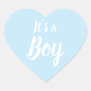 Het is een jongen, lichtblauw baby shower, seksesp hart sticker