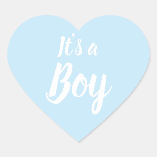 Het is een jongen, lichtblauw baby shower, seksesp hart sticker (Voorkant)
