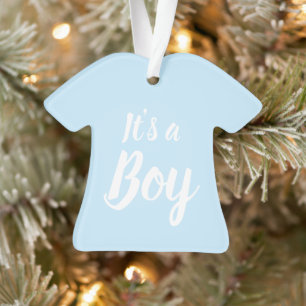 Het is een jongen, lichtblauw baby shower, seksesp ornament