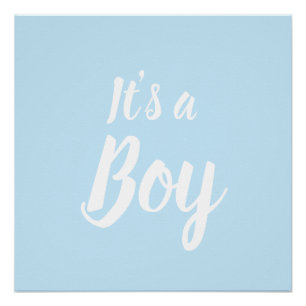Het is een jongen, lichtblauw baby shower, seksesp perfect poster