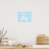 Het is een jongen, lichtblauw baby shower, seksesp poster (Keuken)