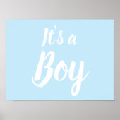Het is een jongen, lichtblauw baby shower, seksesp poster (Voorkant)
