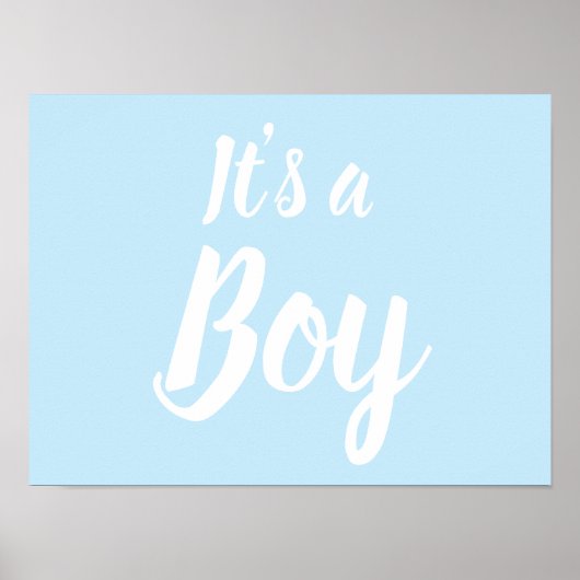 Het is een jongen, lichtblauw baby shower, seksesp poster (Voorkant)