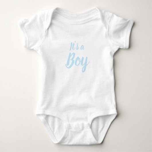 Het is een jongen, lichtblauwe babyshower, geslach romper (Voorkant)