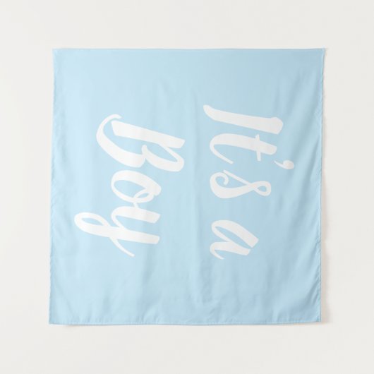 Het is een jongen, lichtblauwe babyshower, geslach wandkleed (Voorkant (horizontaal))