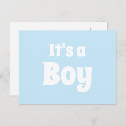 Het is een Jongen, lichtblauwe witte baby aankondi Briefkaart (Voorkant / Achterkant)