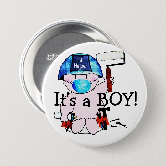 Het is een jongen! Lil' Helper. Ronde Button 7,6 Cm (Voorkant /achterkant)