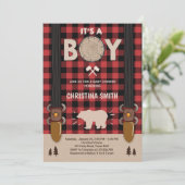 Het is een jongen Lumberjack Baby shower-uitnodigi Kaart (Staand voorkant)