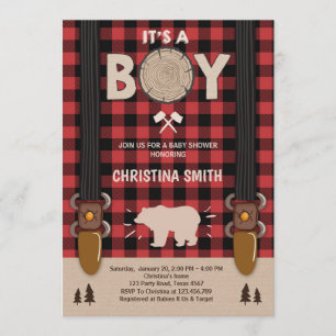 Het is een jongen Lumberjack Baby shower-uitnodigi Kaart