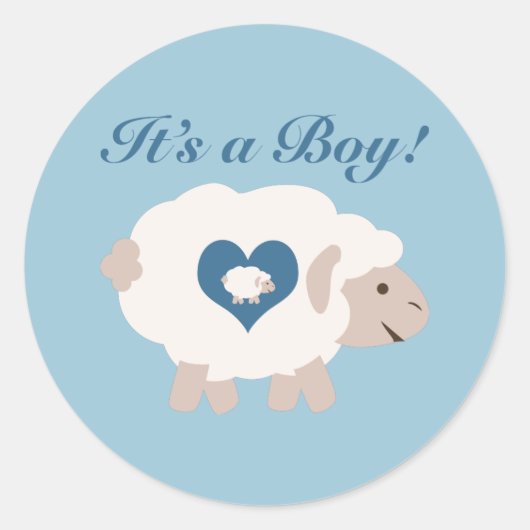 Het is een jongen! Mama Sheep Ronde Sticker (Voorkant)