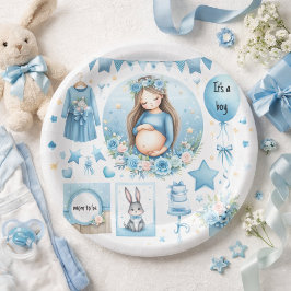 Het is een jongen mama-to-be baby shower papieren bordje