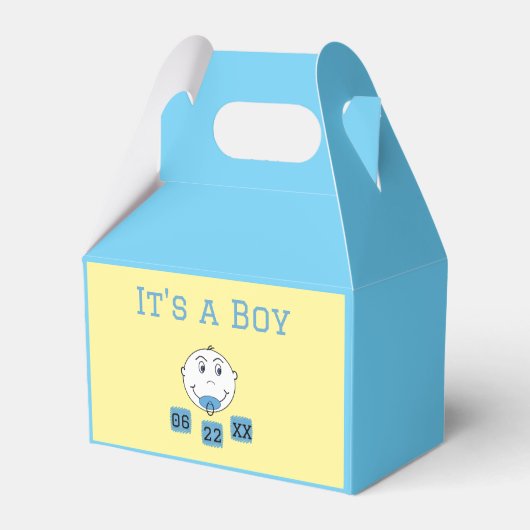 Het is een jongen! met aangepaste geboortedatum bedankdoosjes (Achterkant)