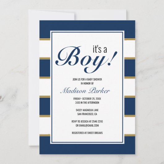 Het is een jongen met blauwe strepen kaart (Voorkant)