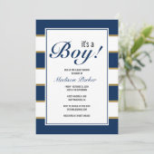 Het is een jongen met blauwe strepen kaart (Staand voorkant)