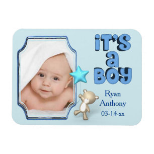Het is een jongen met foto en Baby Beer Magneet