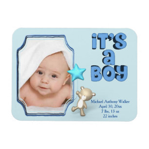 Het is een jongen met foto, informatie en Baby Bee Magneet