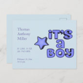 Het is een jongen met Puffy Blue Star. Aankondigingskaart (Voorkant / Achterkant)