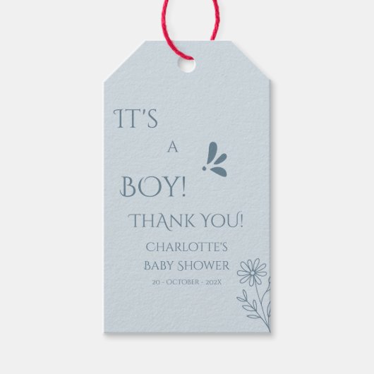 Het is een jongen! Minimalisme Pastelblauwe Baby S Cadeaulabel (Voorkant)