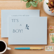 Het is een jongen! Minimalisme Pastelblauwe Baby S