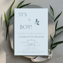 Het is een jongen! Minimalisme Pastelblauwe Baby S
