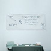 Het is een jongen! Minimalisme Pastelblauwe Baby S Spandoek (Beurs)