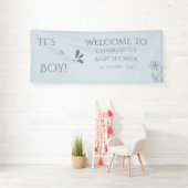 Het is een jongen! Minimalisme Pastelblauwe Baby S Spandoek (Insitu)