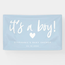 het is een jongen modern blauw baby shower spandoek