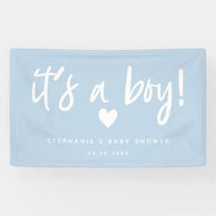het is een jongen modern blauw baby shower spandoek