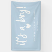 het is een jongen modern blauw baby shower spandoek (Verticaal)