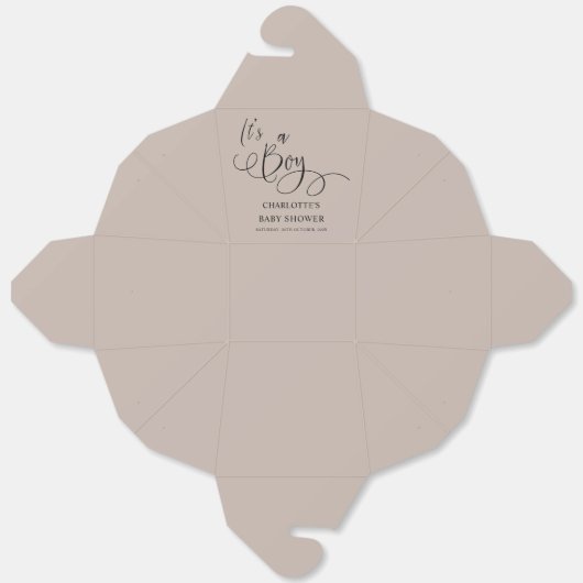 Het is een jongen! Modern Minimal Calligraphy Baby Bedankdoosjes (Ongevouwen)