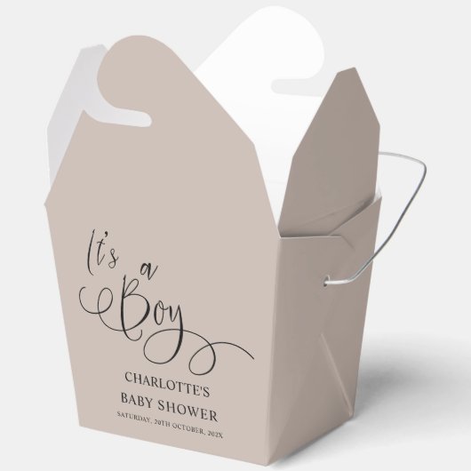 Het is een jongen! Modern Minimal Calligraphy Baby Bedankdoosjes (Open)