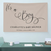 Het is een jongen! Modern Minimal Calligraphy Baby Spandoek (Beurs)