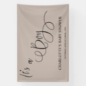 Het is een jongen! Modern Minimal Calligraphy Baby Spandoek (Verticaal)